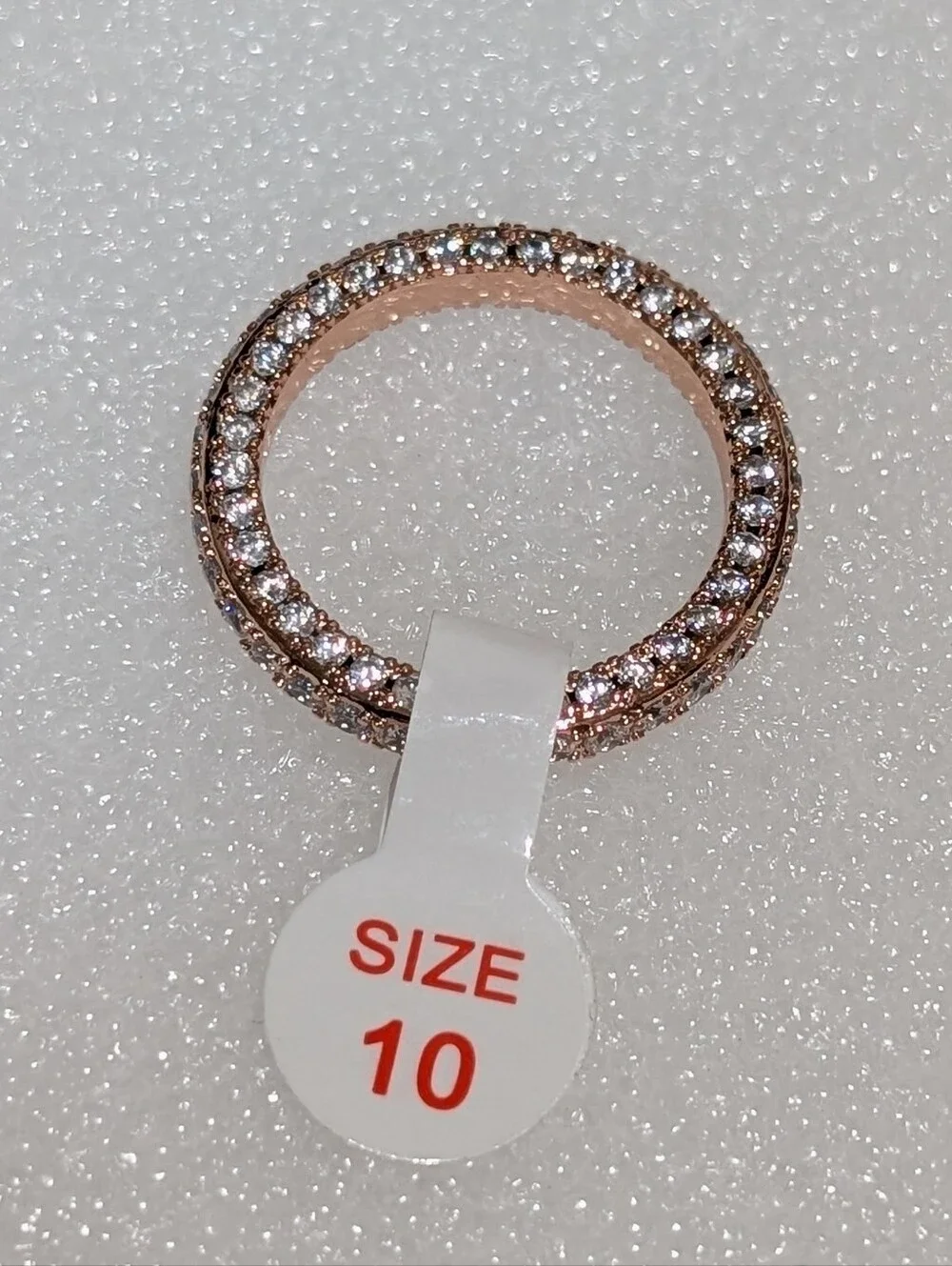 NWT Bomb Party Elegant CZ Crystals Eternity Band Style Sz10 Ring Rose Gold Plate